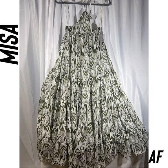 ANTHROPOLOGIE BY MISA PRINTED HALTER MIDI DRESS NWT IN MOSS XS - Picture 8 of 11